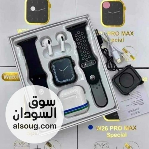 الساعة الذكية موديل W26 Pro Max  ساعة مع كستك إضافي سماعا - صورة رقم 1