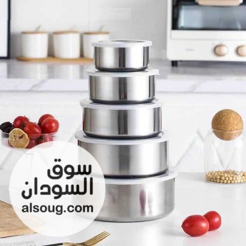  طقم تلاجه استيل صغير لبواقي الاكل وماشابه ٥ قطع - صورة رقم 4