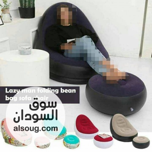 كرسي شزلونج الاستجمام للراحة والاسترخاء بيتنفخ هواء معاه مسند للقدمين - صورة رقم 2
