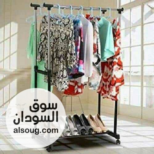 شماعة ملابس دبل محمولة ذات عمود مزدوج مقاومة للصدأ قابلة للتعديل - صورة رقم 1