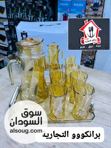 عرض البيع طقم جك زجاج فاخر مع صينيه - صورة رقم 2