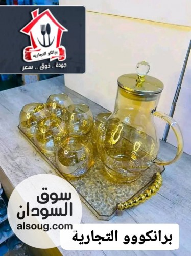 عرض البيع طقم جك زجاج فاخر مع صينيه - صورة رقم 1