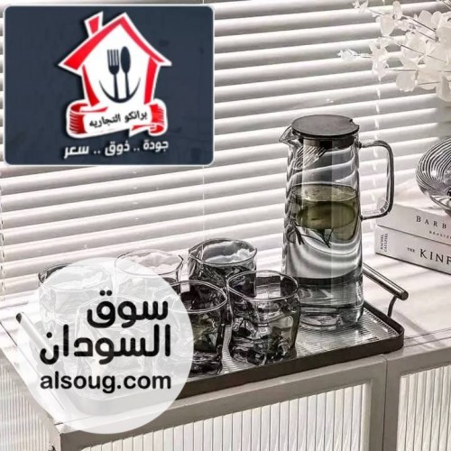 عرض البيع طقم جك زجاج فاخر مع صينيه - صورة رقم 3