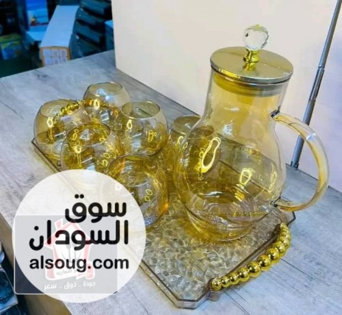 عرض البيع طقم جك زجاج فاخر مع صينيه - صورة رقم 4