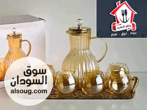 عرض البيع طقم جك زجاج فاخر مع صينيه - صورة رقم 7