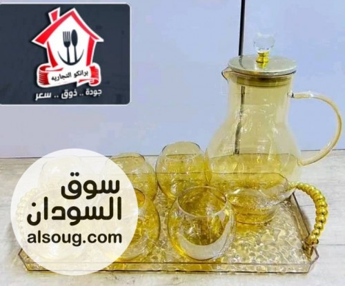 عرض البيع طقم جك زجاج فاخر مع صينيه - صورة رقم 6