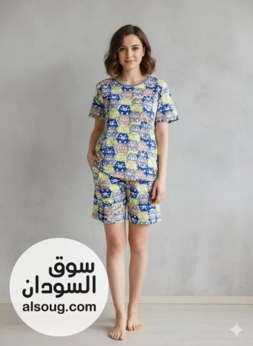 بيجامات هوت شورت بنص كم نسائية - صورة رقم 5