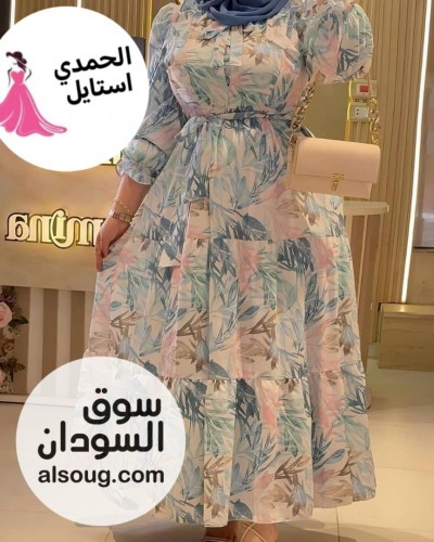 الإبداع في عالم الفستان --فستان شفون مبطن --مكبوس - صورة رقم 7