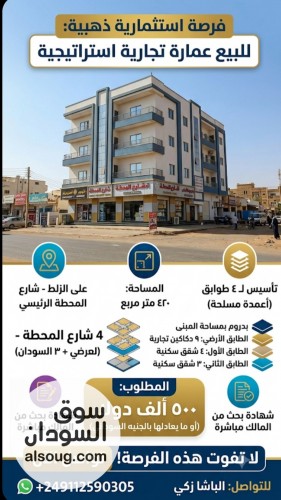 عماره تجاريه استثماريه 3 طوابق شارع المحطه