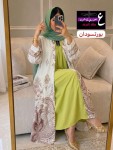نيو كولكشن ترند  دراعه قطعتين ابداعخامه الجاكت كريب مطبوع الفستان