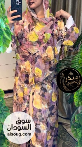 عبايه دبل فيس- عبايه +طرحه كبيره- خامه شفون مطبوع الاصلي مكبوسه - صورة رقم 4