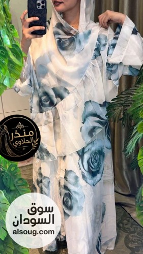 عبايه دبل فيس- عبايه +طرحه كبيره- خامه شفون مطبوع الاصلي مكبوسه - صورة رقم 8