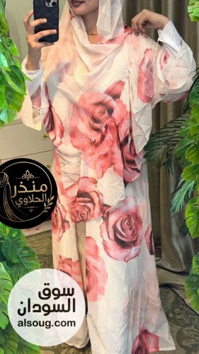 عبايه دبل فيس- عبايه +طرحه كبيره- خامه شفون مطبوع الاصلي مكبوسه - صورة رقم 6