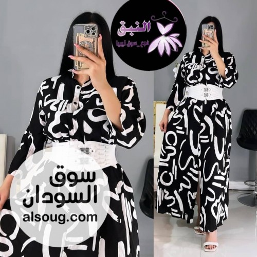 *نيو كولكشن*--فستان ب حزام عريض--*الخامه:-* كريب الووو-*المقاس:* فري س - صورة رقم 3
