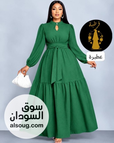 الجديد شديد -- فستان فريسكا الأكثر مبيعا--بي حزام وزراره - صورة رقم 2
