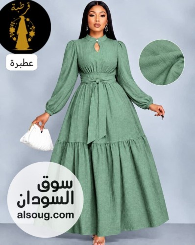 الجديد شديد -- فستان فريسكا الأكثر مبيعا--بي حزام وزراره - صورة رقم 4