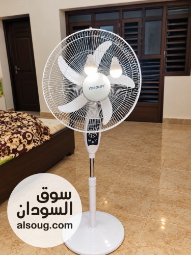مروحه شحن ١٨بوصه-ماركه يوبو لايف-٥ريشه-بطاريه ١٢فوت-معاها لوح-٢لمبه اض - صورة رقم 2