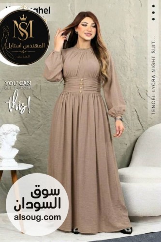 الجديد شديد *فستان كتان اسباني* *-زايد حزام --*بلبس من 60 ل 100 - Image # 2