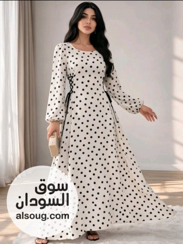 Modelyn فستان عباية بياقة دائرية وأكمام فانوس وطباعة زهور وسحاب جانبي، - Image # 7