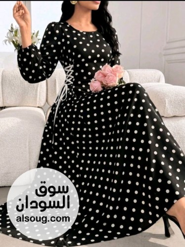 Modelyn فستان عباية بياقة دائرية وأكمام فانوس وطباعة زهور وسحاب جانبي، - Image # 2