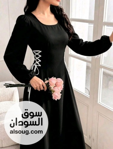 Modelyn فستان عباية بياقة دائرية وأكمام فانوس وطباعة زهور وسحاب جانبي، - Image # 3