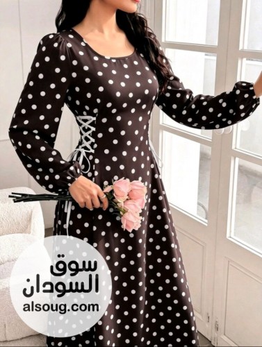 Modelyn فستان عباية بياقة دائرية وأكمام فانوس وطباعة زهور وسحاب جانبي، - Image # 6