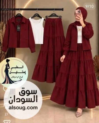 لبسه ٣ قطع--جكت اسكيرت بلوزه كم طويل--جكت واسكيرت خامه كتان-بلوزه خامه - Image # 5